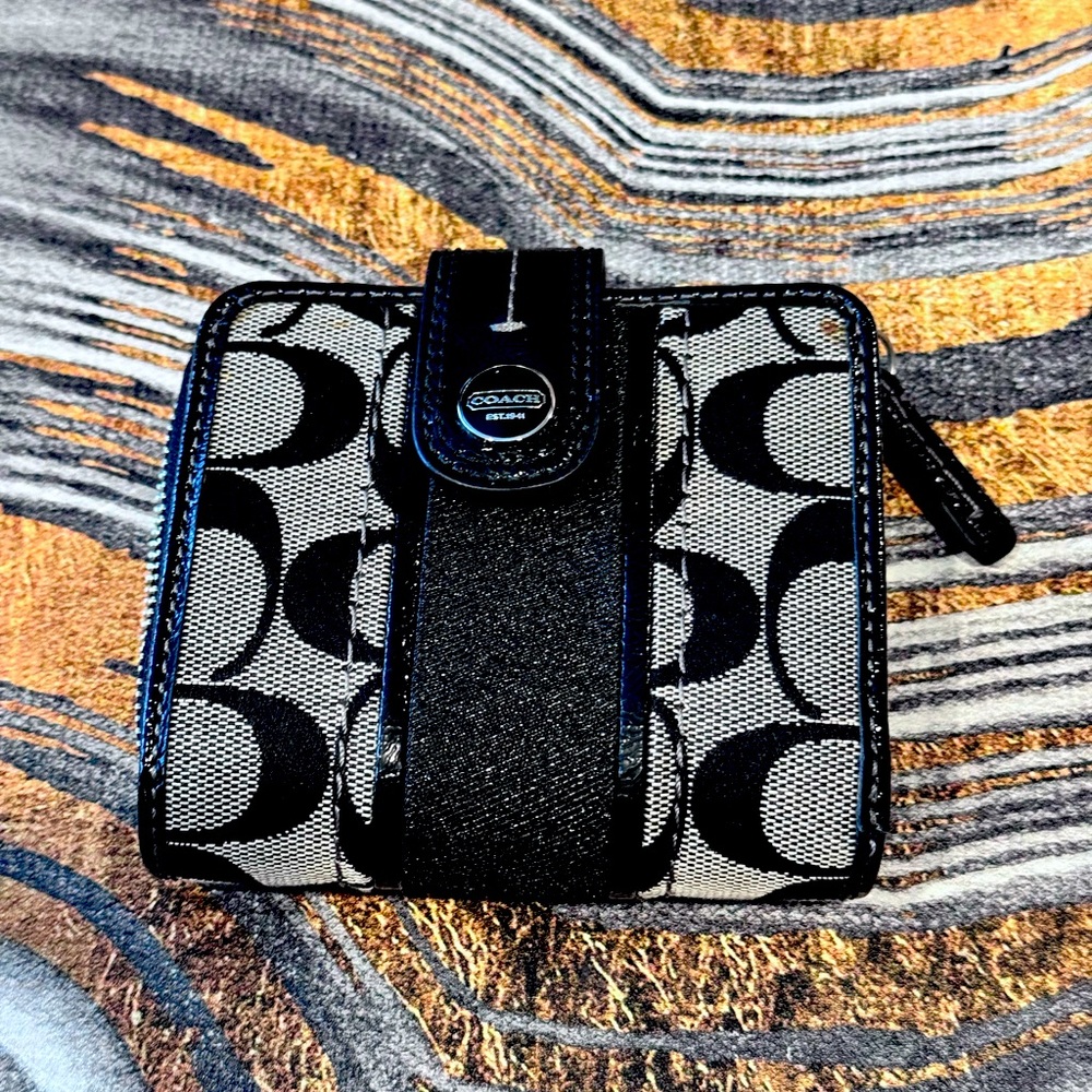 Coach canvas logo and leather wallet